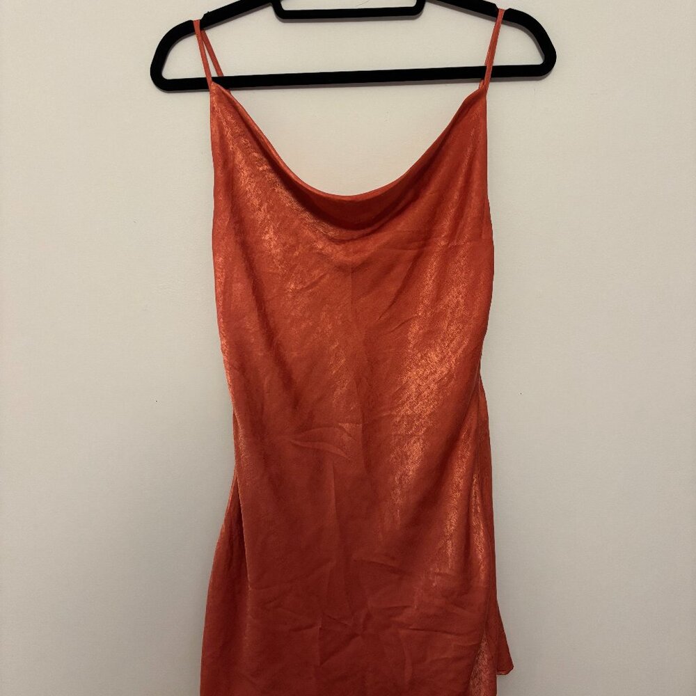 Altar’d State Burnt Orange Satin Slip Dress - Size Small (Worn Once)